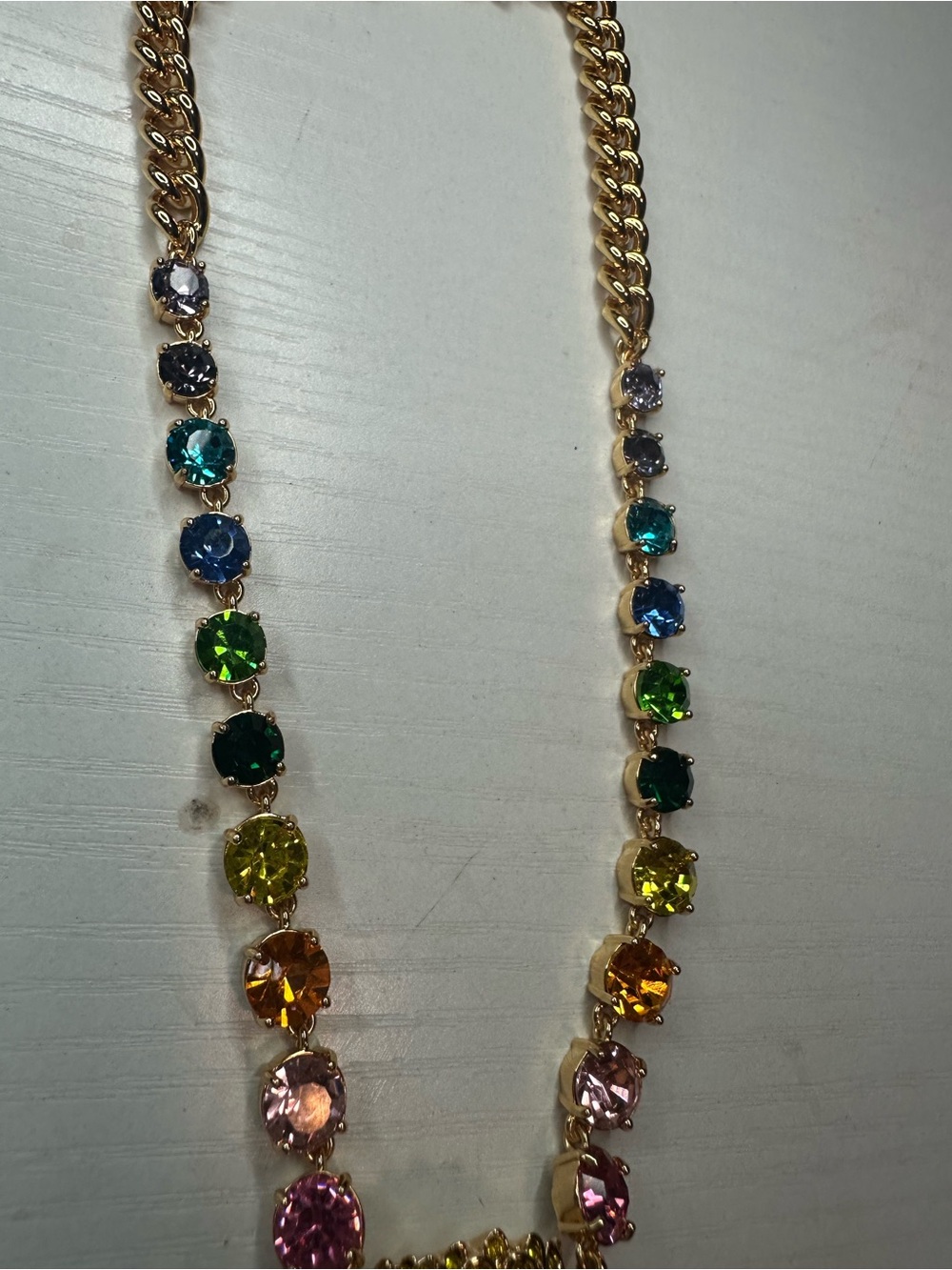 Kurt Geiger Gold Multicolor Crystal Pendant Necklace - Picture 3 of 4